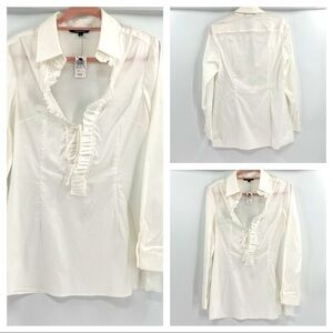 Fashionista White Long sleeves Blouse Size L Vintage made in USA